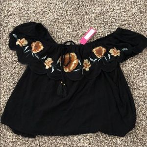 Off the shoulder embroidered top